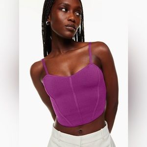 Aritzia Babaton Franklin Sculpt Knit Bustier Crop Top in Ube Purple